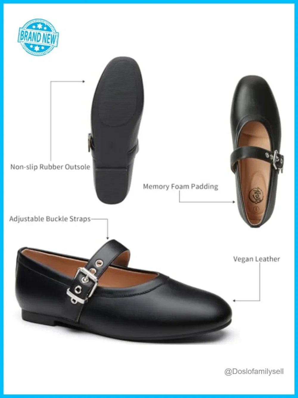 Mary Jane Flats Women PU Suede Memory Foam Comfortable Dressy Shoes